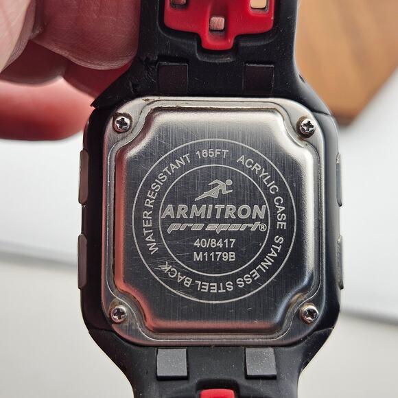 Armitron Men's Digital Sports Watch Black Square Running Workout Timer 40/8417 - Picture 6 of 7